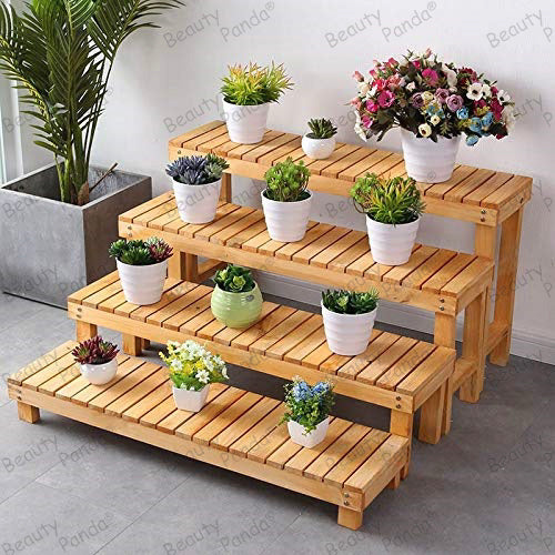 Beauty Panda Teak Wood Indoor/Outdoor Plant Stand for Home Garden Balcony Living Room Decor (BN02SET)