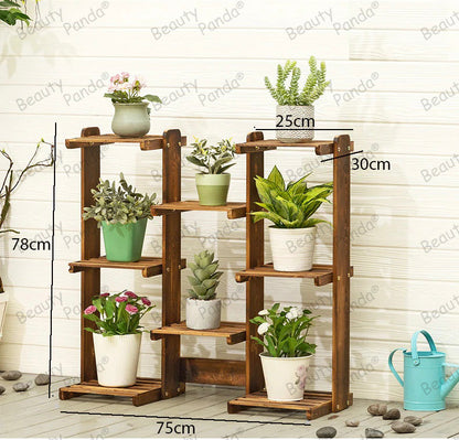 Beauty Panda® Teak Wood Multipurpose Plant Stand Indoor Outdoor Planter Display Shelving (3B8)