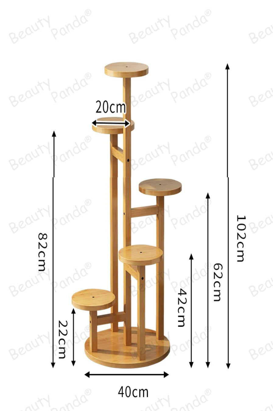 Beauty Panda Teak Wood Indoor/Outdoor Plant Stand for Home Garden Balcony Living Room Decor (TR3)