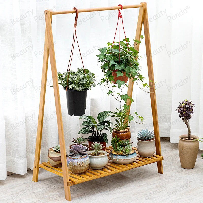 Beauty Panda Teak wood Plant/Flower Stand Rack for Indoors Balcony Terrace Garden(AS1)