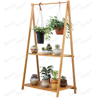 Beauty Panda Teak wood Plant/Flower Stand Rack for Indoors Balcony Terrace Garden (AS2)