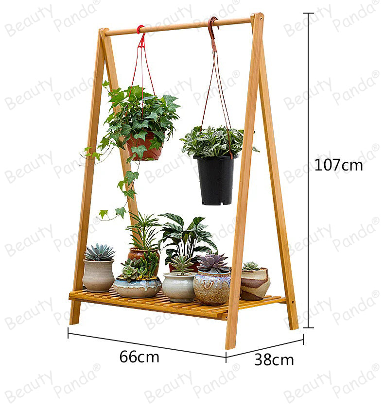 Beauty Panda Teak wood Plant/Flower Stand Rack for Indoors Balcony Terrace Garden(AS1)