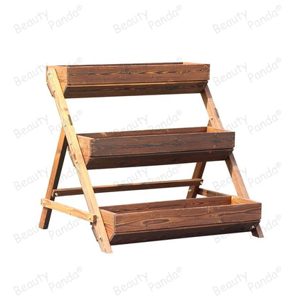 Beauty Panda Plant Stand Plant Shelf,Teak Wood Plant Stands Multi-Functional Creative Plant Shelves for Multiple Plant for Indoor Outdoor Garden Balcony Living Room(PT3S)