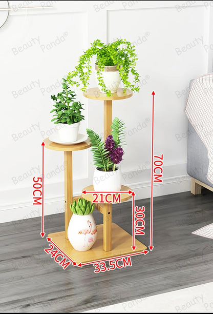 Beauty Panda Teak Wood Indoor/Outdoor Plant Stand for Home Garden Balcony Living Room Decor (TR33)