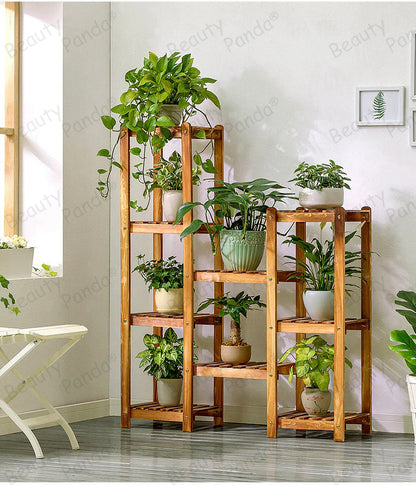 Beauty Panda Teak Wood Indoor/Outdoor Plant Stand for Home Garden Balcony Living Room Decor (TK005)