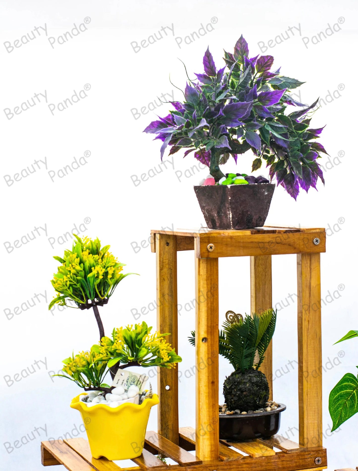 Beauty Panda Teak Wood Indoor/Outdoor Plant Stand for Home Garden Balcony Living Room Decor (RL105)