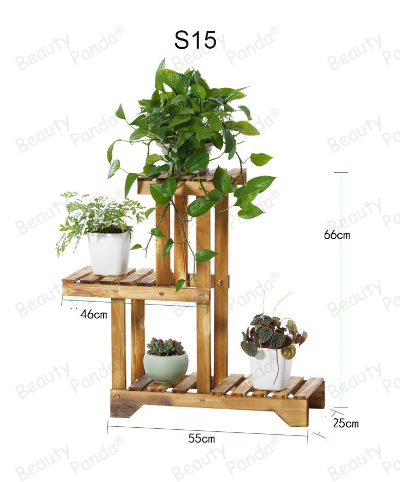 Beauty Panda Teak Wood Indoor/Outdoor Plant Stand for Home Garden Balcony Living Room Decor (S15)