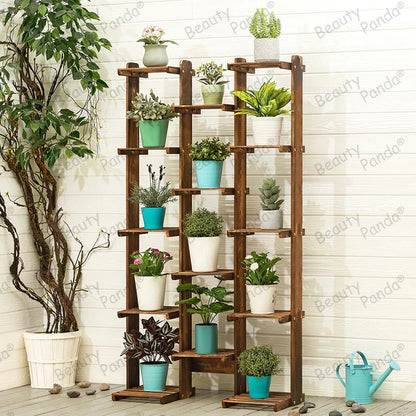 Beauty Panda® Teak Wood Multipurpose Plant Stand Indoor Outdoor Planter Display Shelving (3B14)