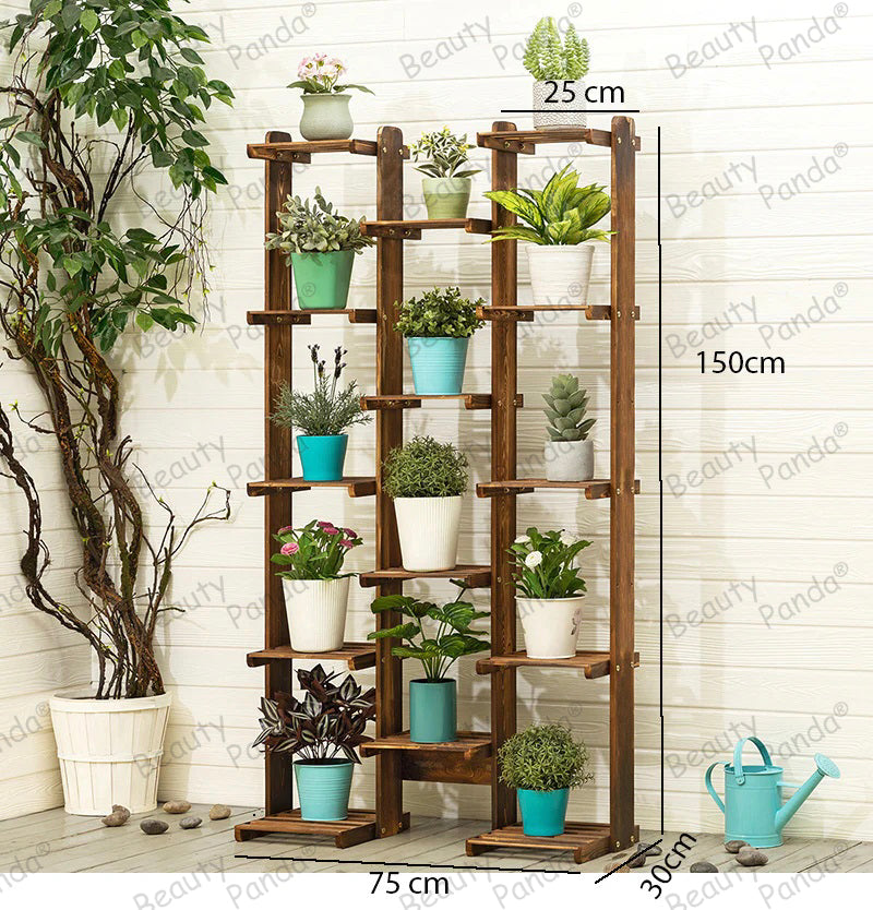 Beauty Panda® Teak Wood Multipurpose Plant Stand Indoor Outdoor Planter Display Shelving (3B14)