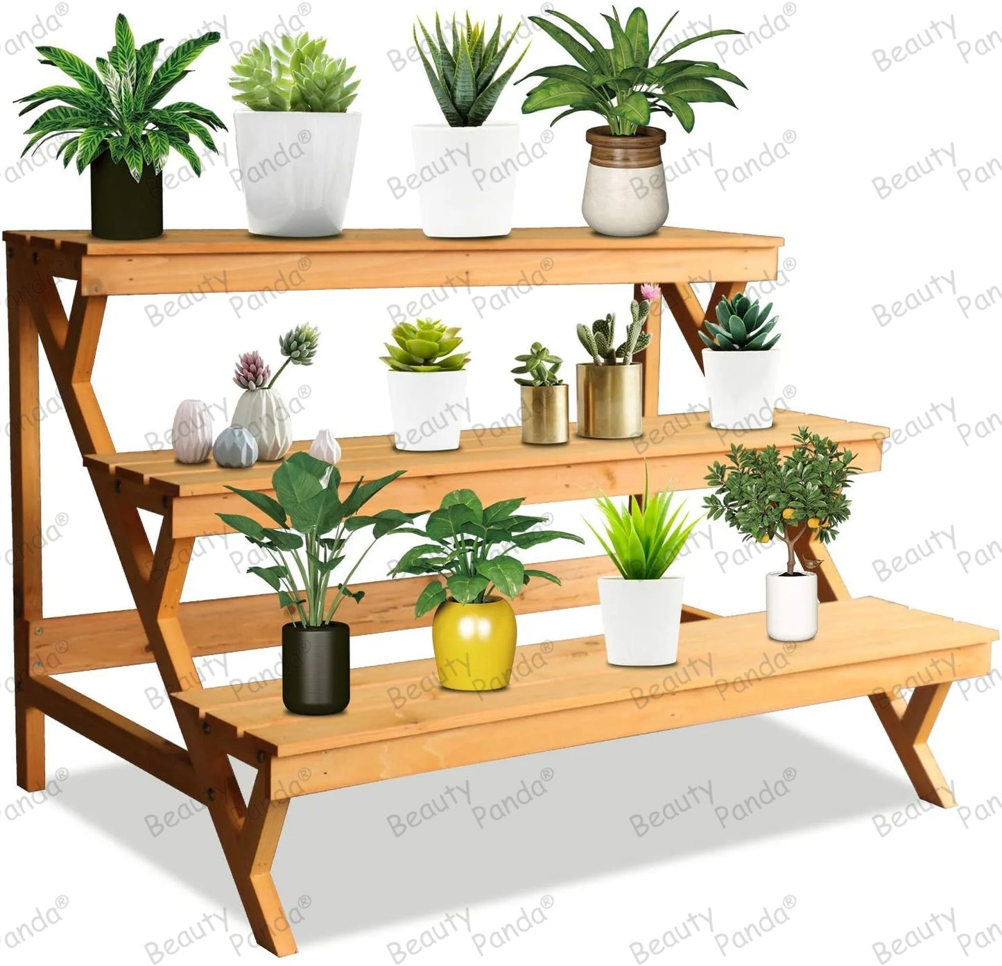 Beauty Panda® Teak Wood Multipurpose Plant Stand Indoor Outdoor Planter Display Shelving (STP3)