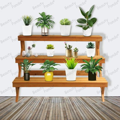 Beauty Panda® Teak Wood Multipurpose Plant Stand Indoor Outdoor Planter Display Shelving (STP3)