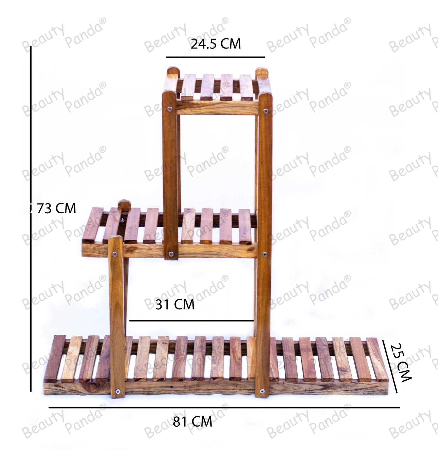 Beauty Panda® Teak Wood Multipurpose Plant Stand Indoor Outdoor Planter Display Shelving (LA01S)