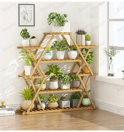 Beauty Panda® Teak Wood Multipurpose Plant Stand Indoor Outdoor Planter Display Shelving (114L)