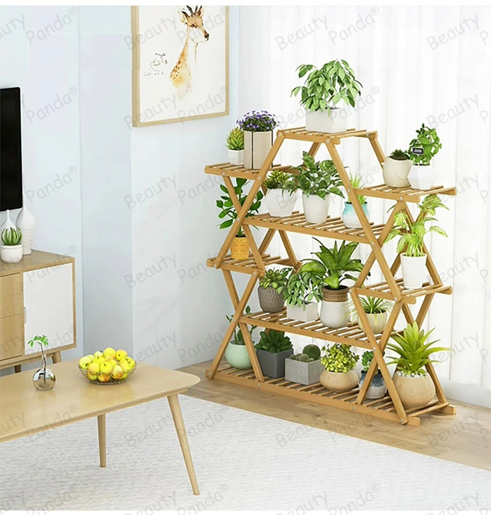 Beauty Panda® Teak Wood Multipurpose Plant Stand Indoor Outdoor Planter Display Shelving (114L)