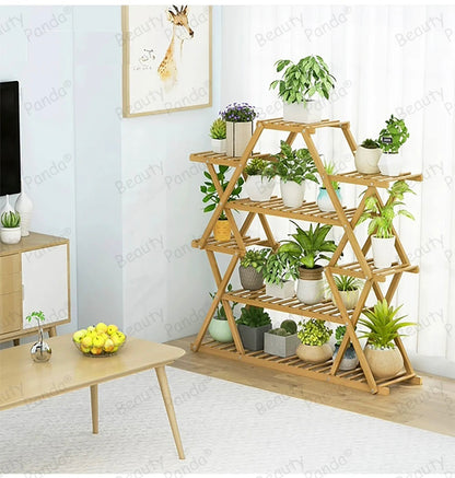 Beauty Panda® Teak Wood Multipurpose Plant Stand Indoor Outdoor Planter Display Shelving (114L)