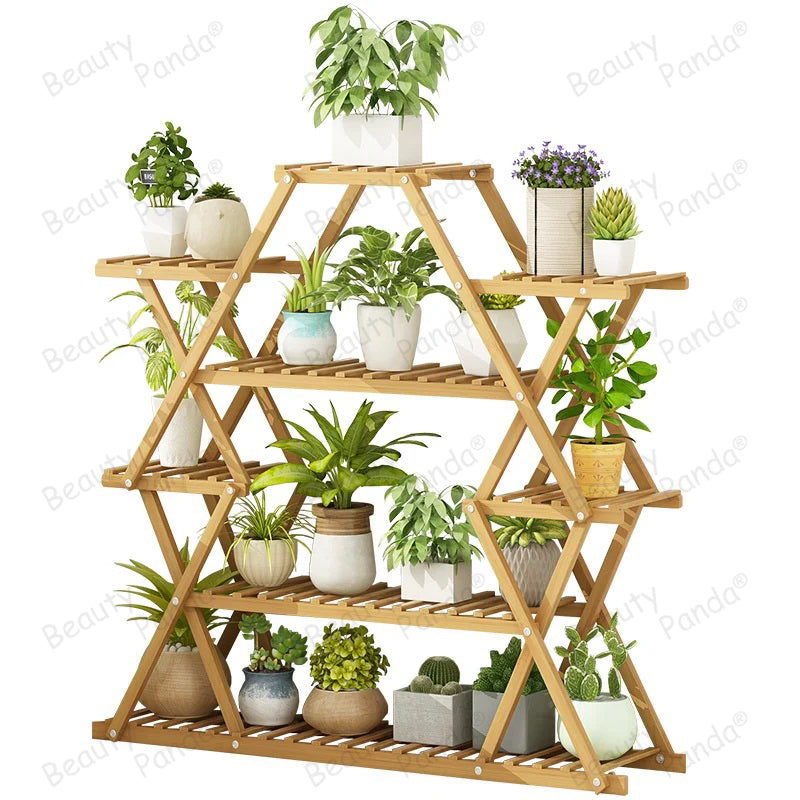 Beauty Panda® Teak Wood Multipurpose Plant Stand Indoor Outdoor Planter Display Shelving (114L)