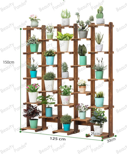 Beauty Panda® Teak Wood Multipurpose Plant Stand Indoor Outdoor Planter Display Shelving (3B23)