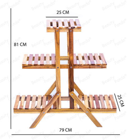 Beauty Panda® Teak Wood Multipurpose Plant Stand Indoor Outdoor Planter Display Shelving (58T)