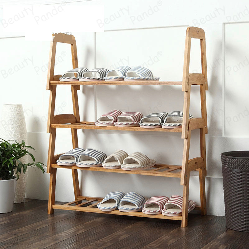 Beauty Panda® Teak Wood 4 Tier Shoe Rack Bench, Premium Shoe Organizer or Entryway Bench, Perfect for Shoe Cubby, Entry Bench, or Living Room (AT4)