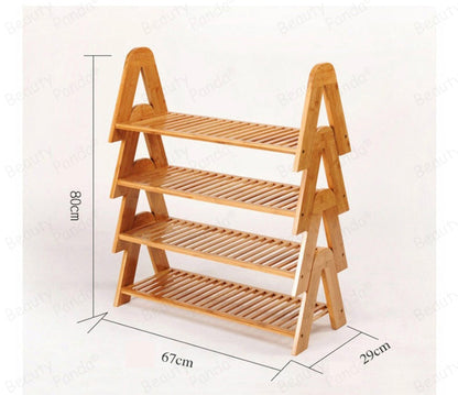 Beauty Panda® Teak Wood 4 Tier Shoe Rack Bench, Premium Shoe Organizer or Entryway Bench, Perfect for Shoe Cubby, Entry Bench, or Living Room (AT4)